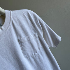 1980s Blank White Cotton POcket T-Shirt by Beach Blvd.