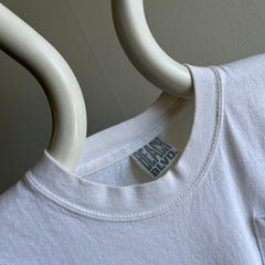 1980s Blank White Cotton POcket T-Shirt by Beach Blvd.