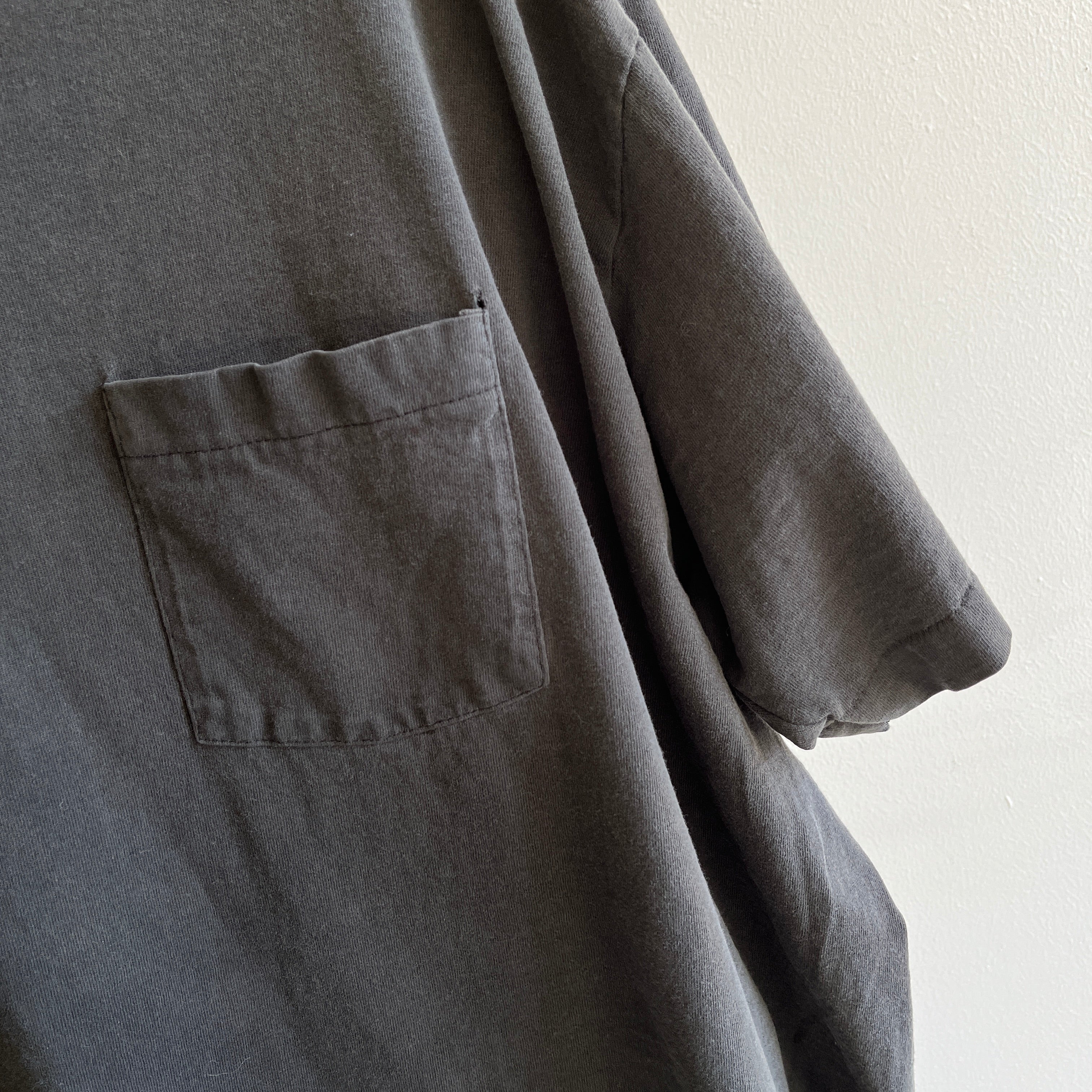 1990s Oversized Blank Black Pocket T-Shirt/Dress