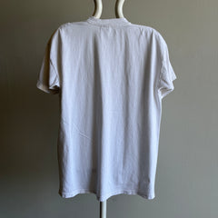 1980s Blank White Cotton POcket T-Shirt by Beach Blvd.