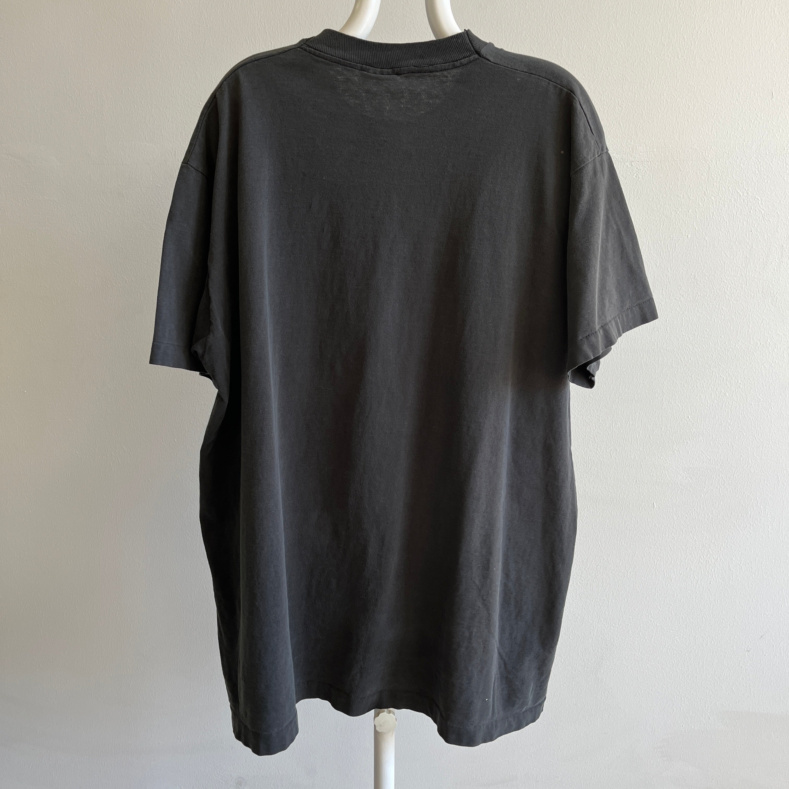 1990s Oversized Blank Black Pocket T-Shirt/Dress