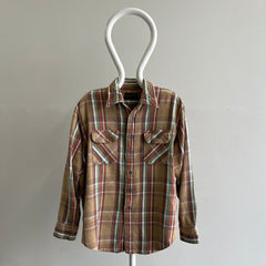 1990/2000s Neutral Plaid Heavy Cotton Flannel