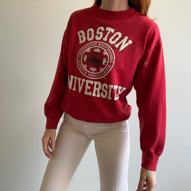 1980s Super Thrashed Boston University Sweatshirt by Signal