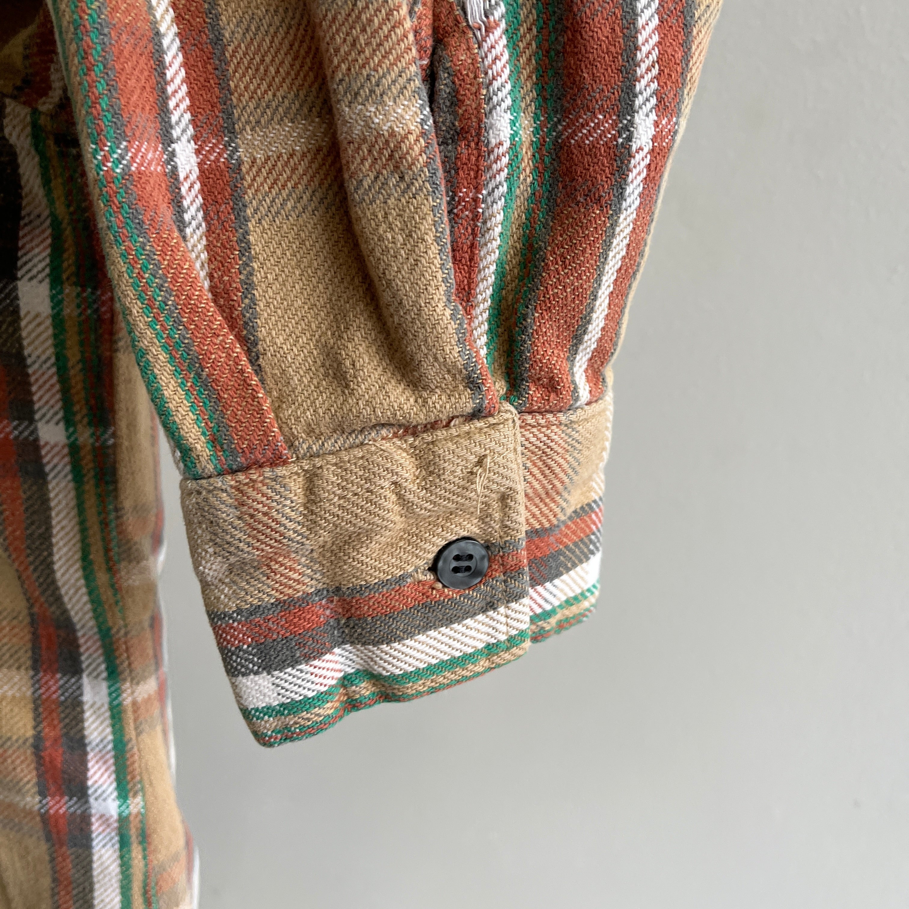 1990/2000s Neutral Plaid Heavy Cotton Flannel