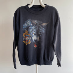 1980s 3D Emblem Harley Wolf Sweatshirt