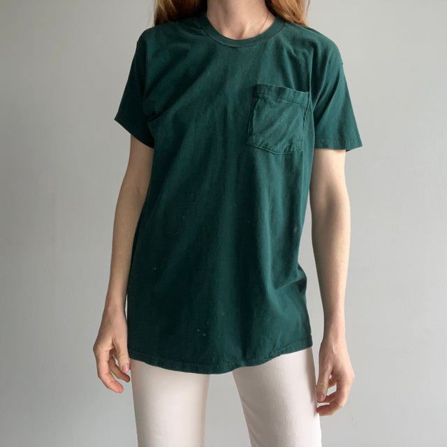 T-shirt en coton taché de peinture vert foncé des années 1990/2000 par FOTL
