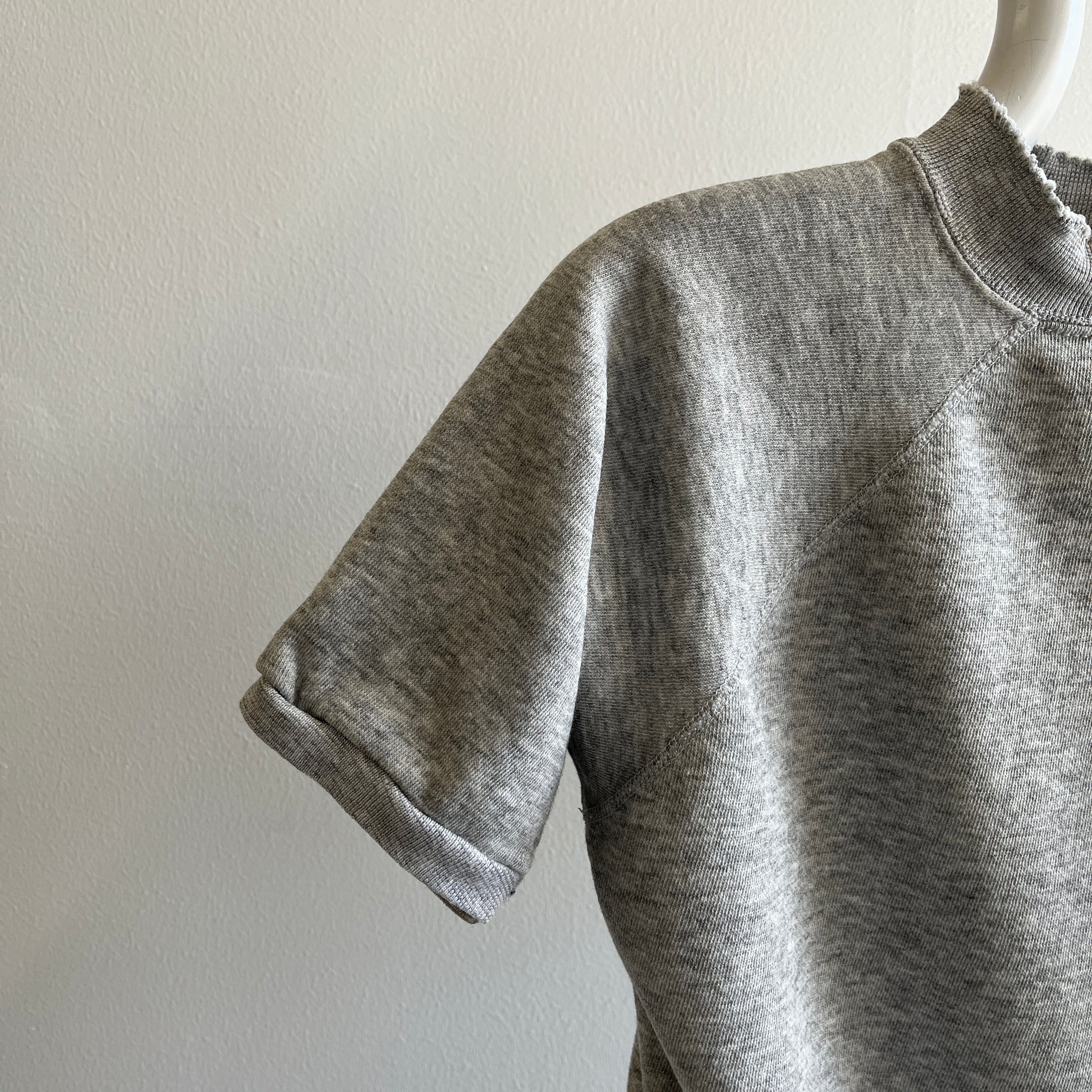 1980s Smaller Gray Warm Up With Mending on Collar
