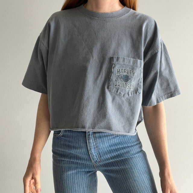 1990s DIY Cropped Harley Pocket T-Shirt