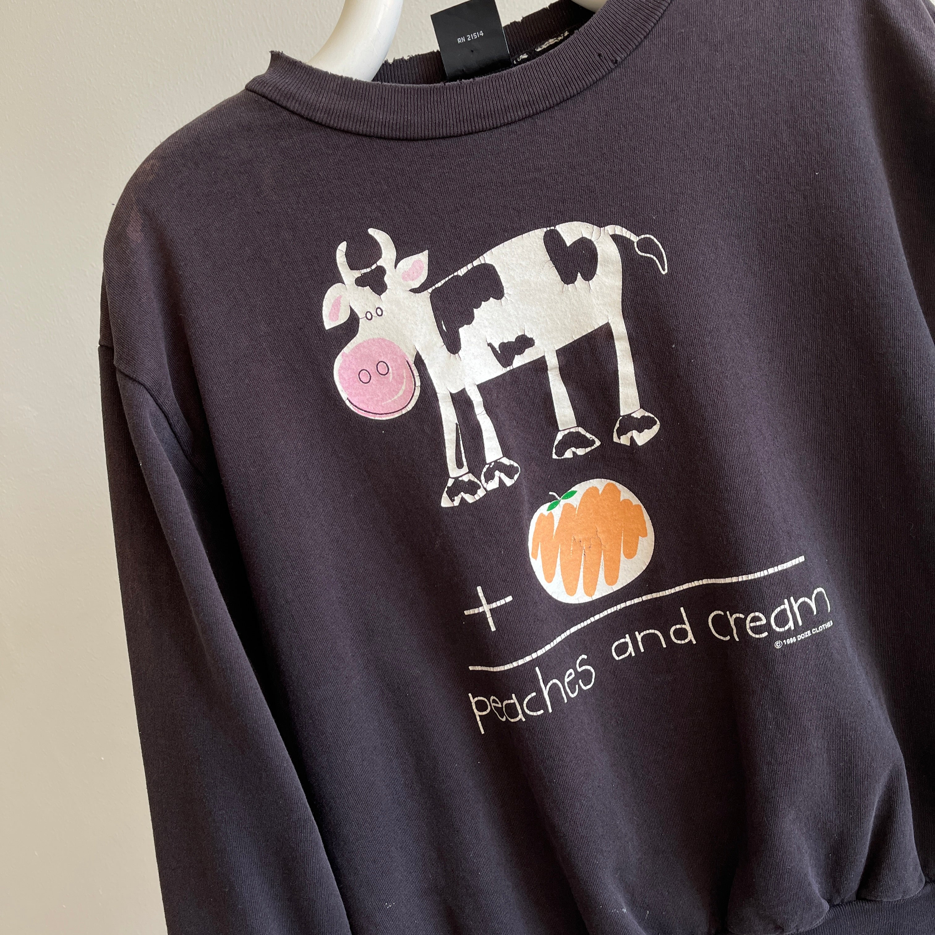 Sweat-shirt en coton pêches et crème 1996