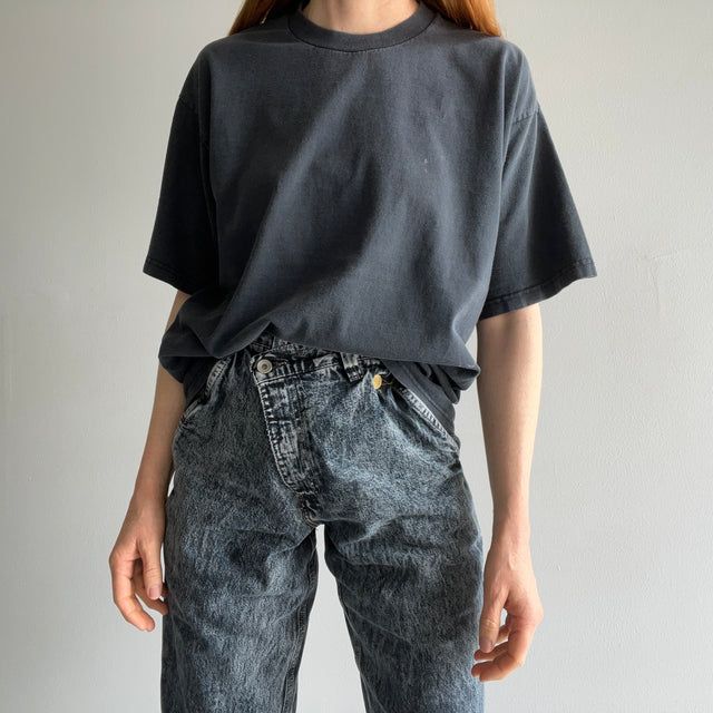 1990s Blank Faded Black to Gray Boxy T-Shirt