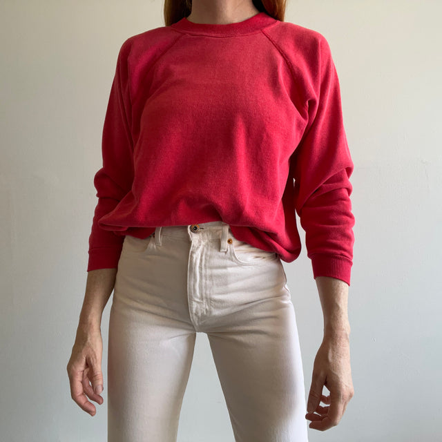 1990s Sun Faded Blank Red Raglan by Hanes Her Way