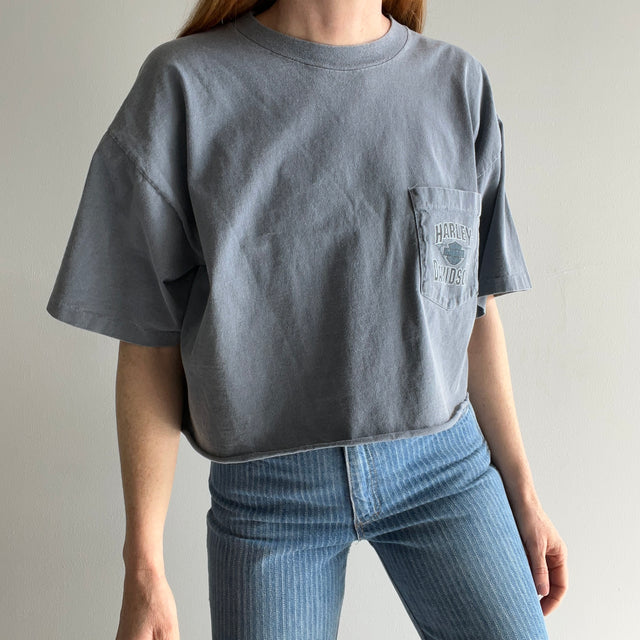 1990s DIY Cropped Harley Pocket T-Shirt