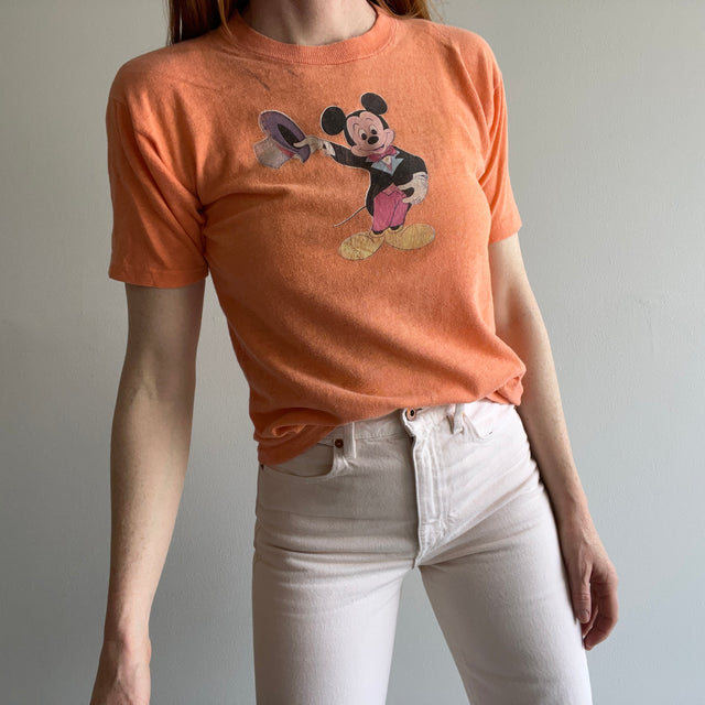 T-shirt en tricot délavé Mickey Mouse des années 1970