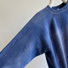 1970s EPIC!!! Sun Faded Navy Raglan with Contrast Stitching !!!