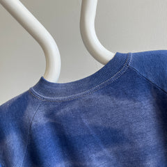 1970s EPIC!!! Sun Faded Navy Raglan with Contrast Stitching !!!