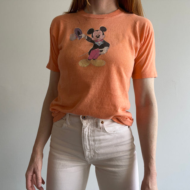 T-shirt en tricot délavé Mickey Mouse des années 1970