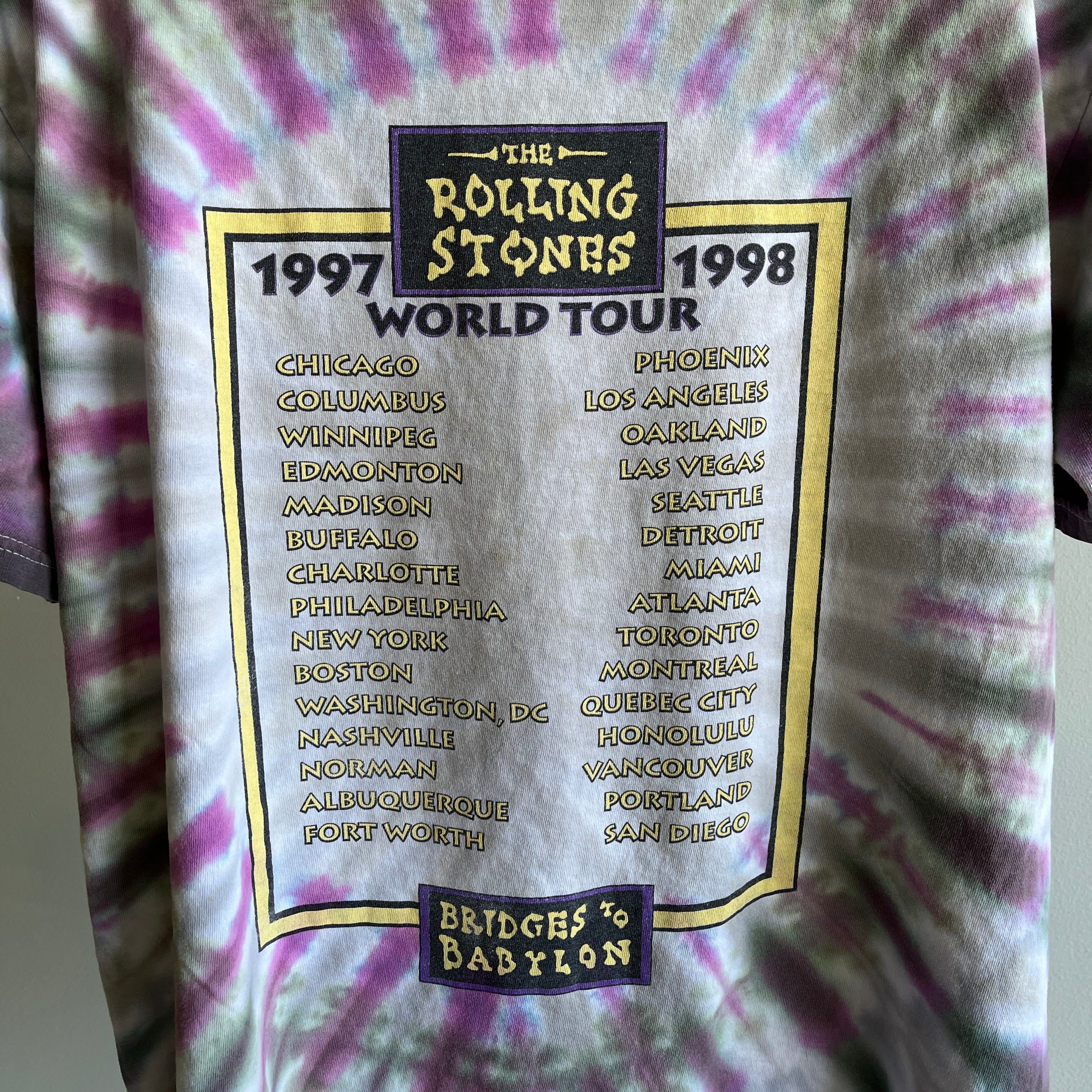 1997-98 The Rolling Stones World Tour Tie Dye T-shirt - WOWZA !
