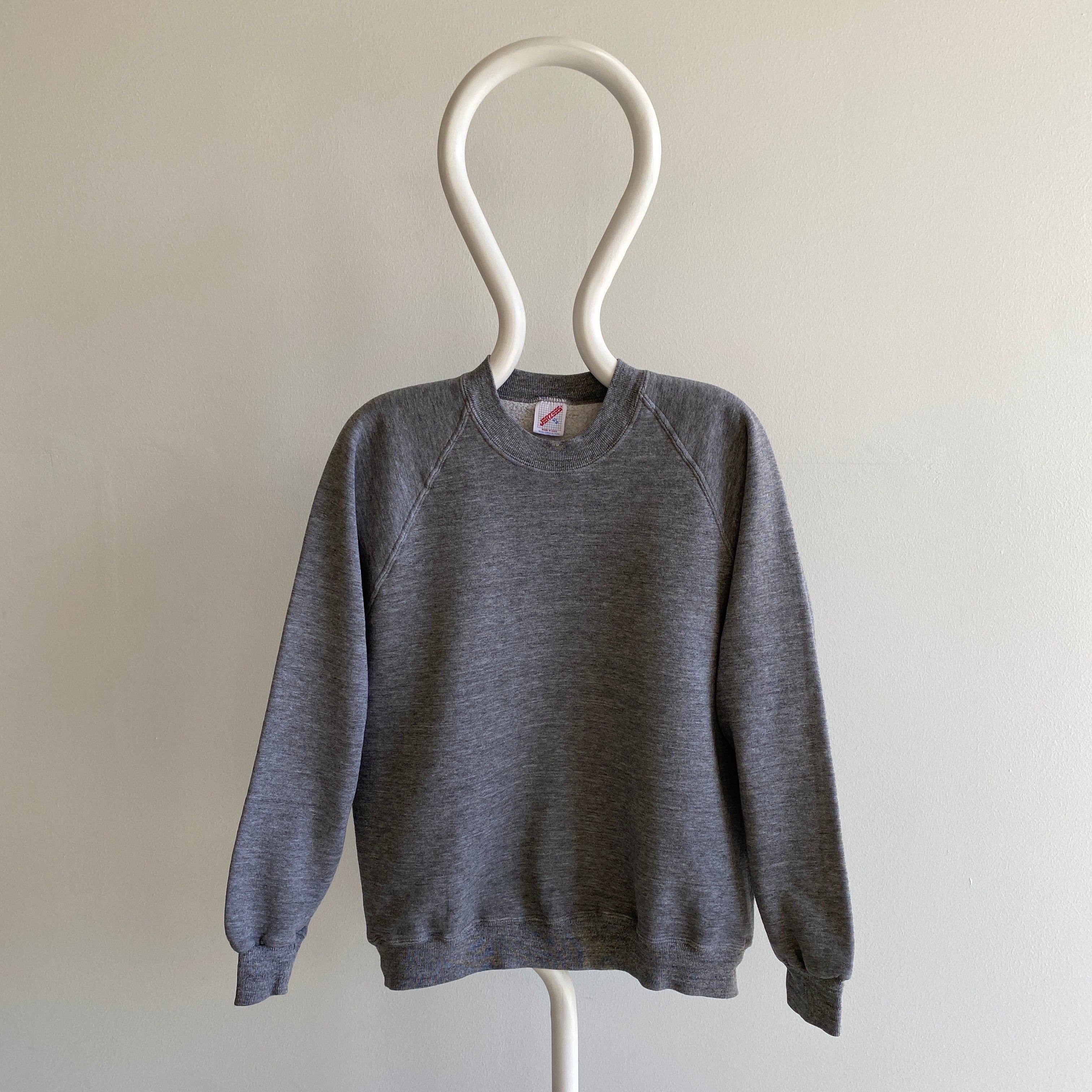 1980s RAD!!! Perfectly Blank Gray Raglan by Jerzees