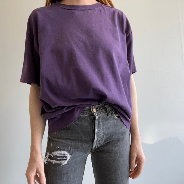 1990s Faded Hanes Her Way Délicieux T-shirt violet blanc