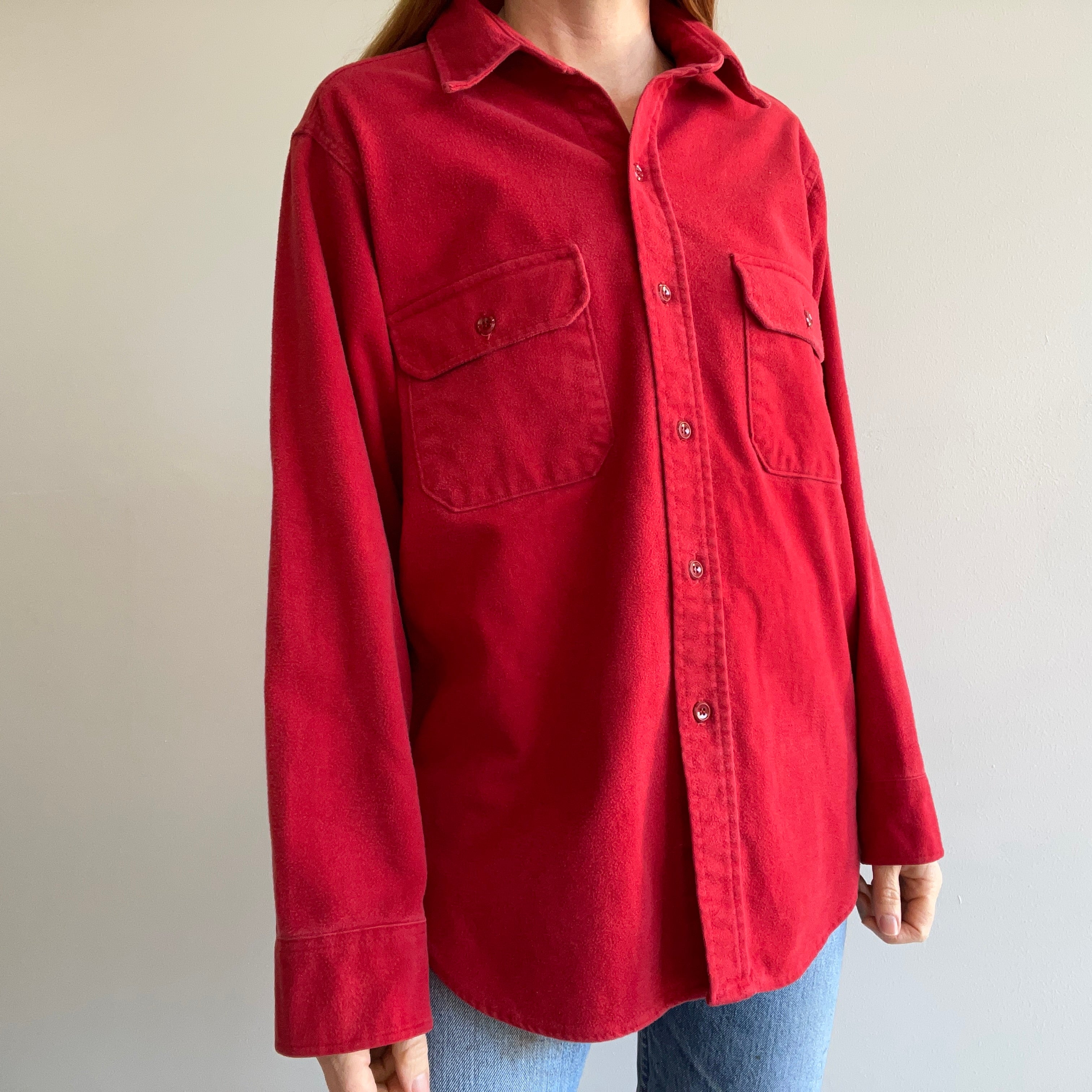 1980s Burnt Red/OrangebWoolrich Heavyweight Cotton Flannel