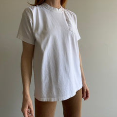 1980s Blank White Cotton POcket T-Shirt by Beach Blvd.