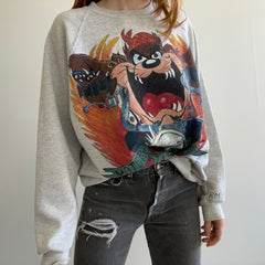 1980s EPIC DIY Taz Biker Sweatshirt with Giant Hole - Ummm WOW