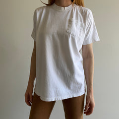 1980s Blank White Cotton POcket T-Shirt by Beach Blvd.