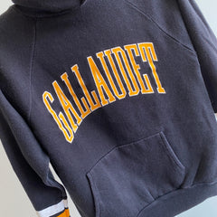 1980s Wolf Brand Gallaudet University Double Stripe Pullover Hoodie