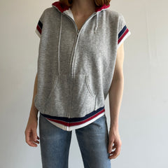 1980s Zip Up Muscle Hoodie Warm Up Sweatshirt