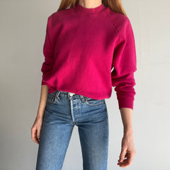 1980s Medium Weight Magenta Pink Blank Raglan