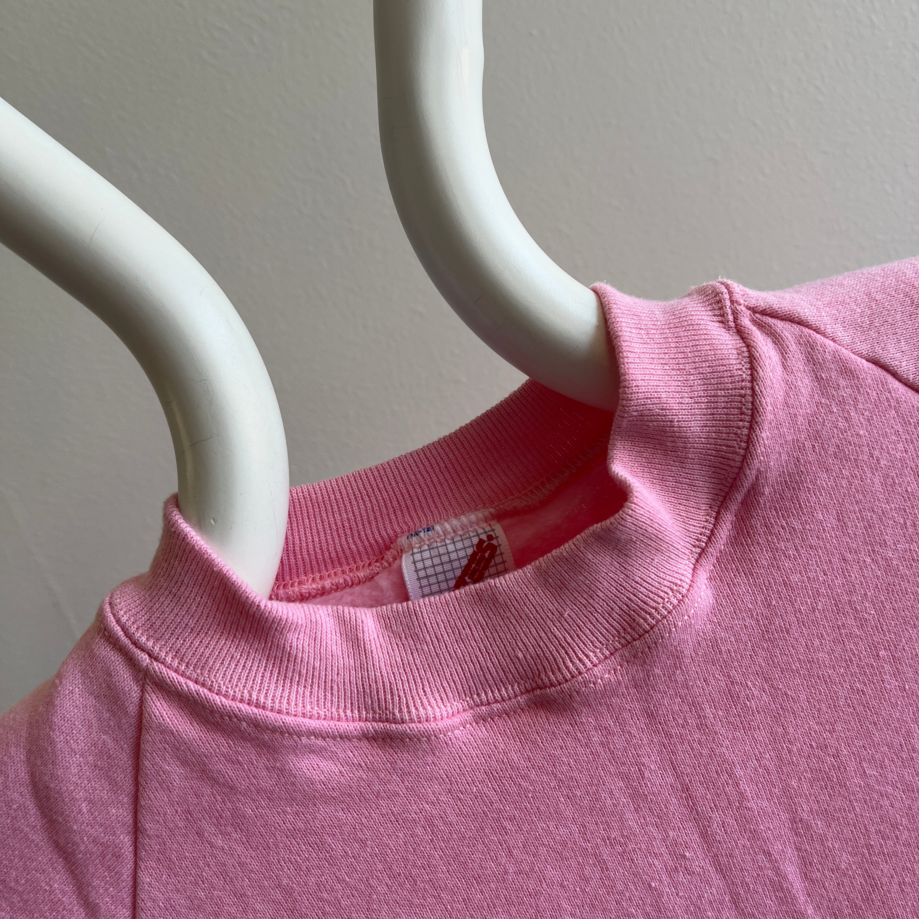 1980s Blank Barely (Never?) Worn Bubblegum Pink Raglan Sweatshirt by Jerzees