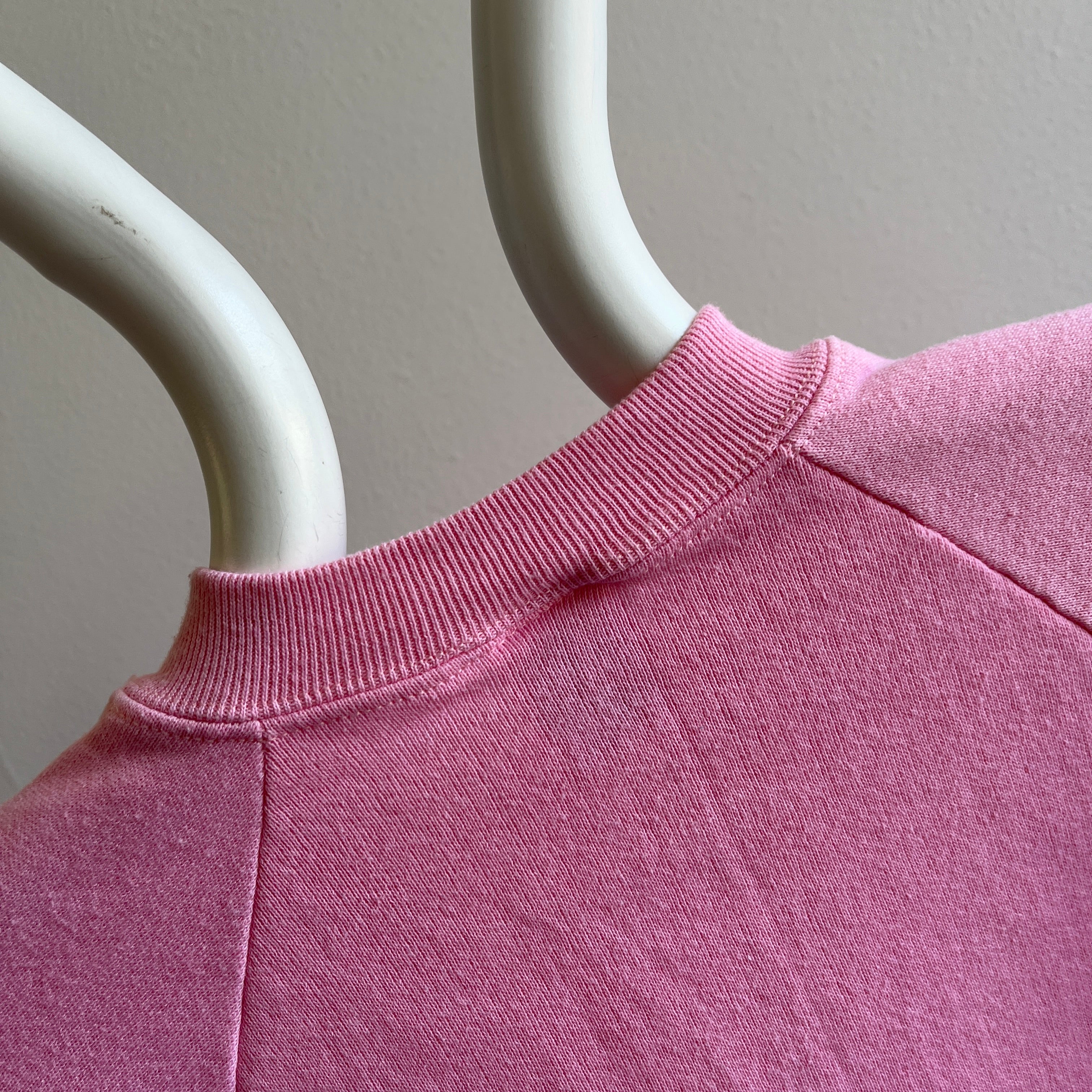 1980s Blank Barely (Never?) Worn Bubblegum Pink Raglan Sweatshirt by Jerzees