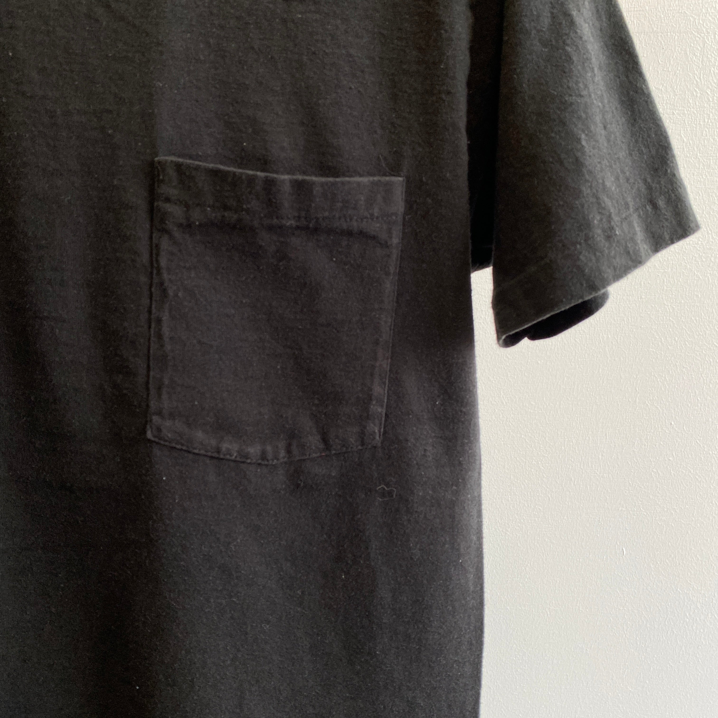 T-shirt de poche noir vierge BVD des années 1980/90