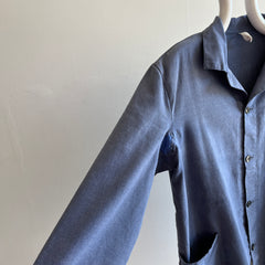 1970s Dusty Blue Chore Coat with Mending