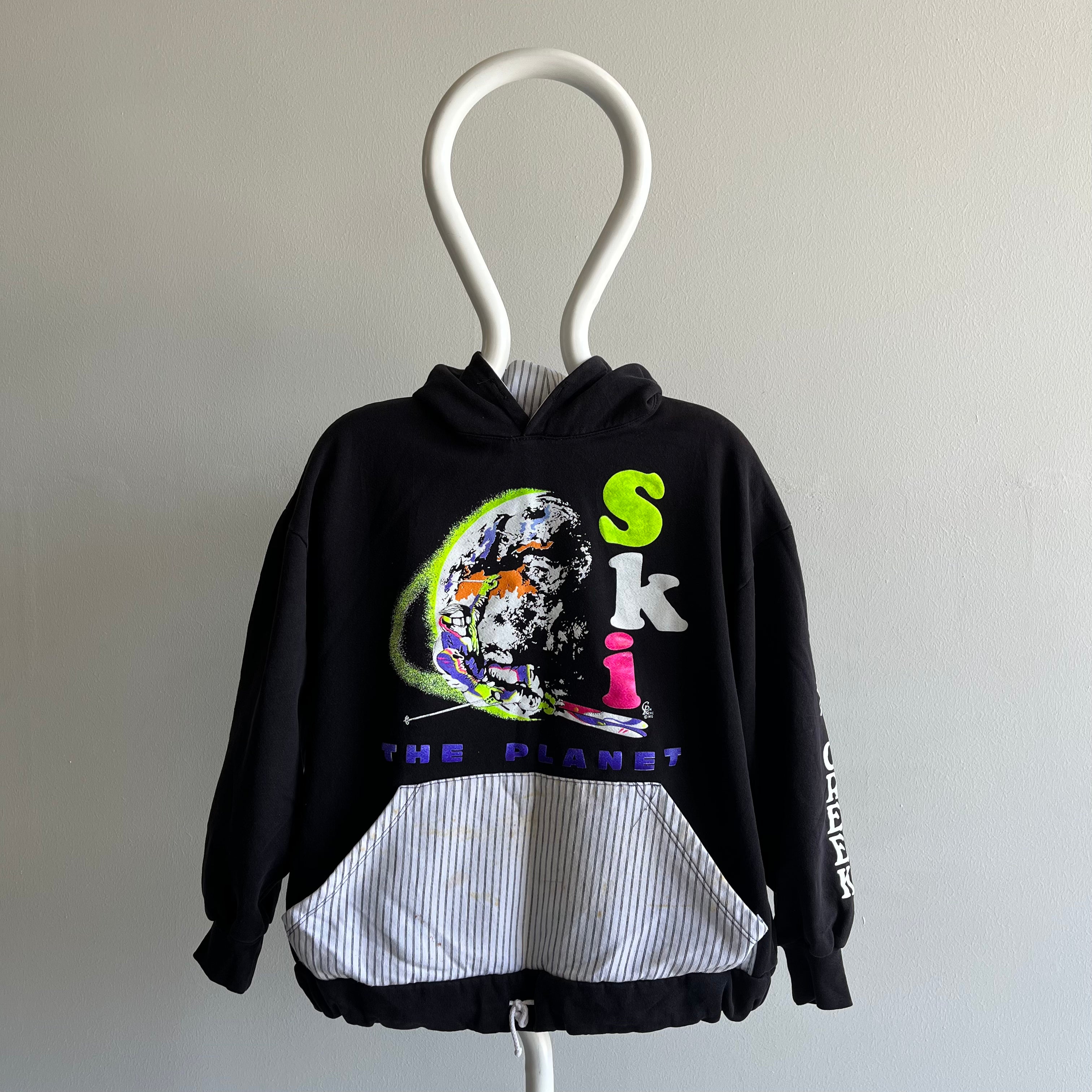 1990 Ski the Planet Unique Pullover Hoodie