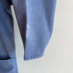 1970s Dusty Blue Chore Coat with Mending