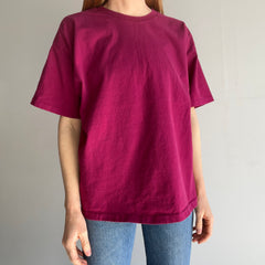 1990s Boxy Blank Magenta Cotton T-Shirt