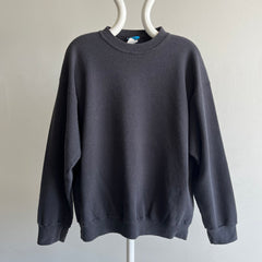 1980s Faded Blank Black Sweatshirt by Ultra Fleece