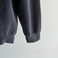 1980s Faded Blank Black Sweatshirt by Ultra Fleece