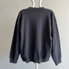 1980s Faded Blank Black Sweatshirt by Ultra Fleece