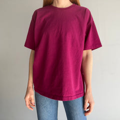 1990s Boxy Blank Magenta Cotton T-Shirt
