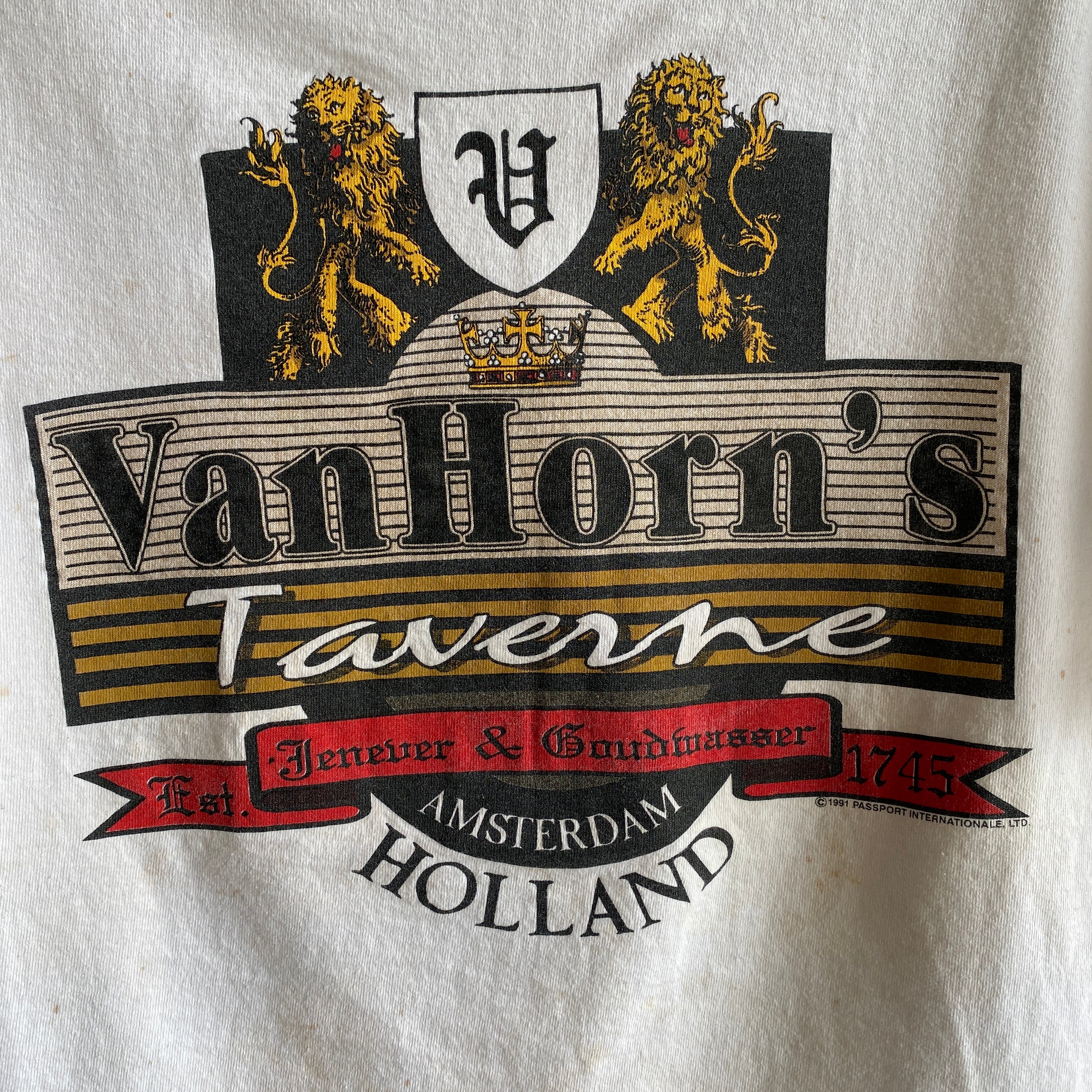 T-shirt touristique super coloré Holland Tavern des années 1990 (USA MADE)