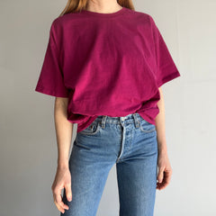 1990s Boxy Blank Magenta Cotton T-Shirt