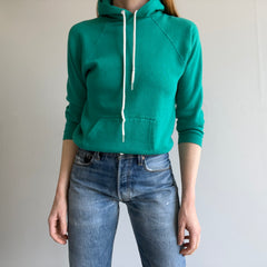 1980s Teal Pullover Hoodie