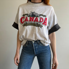 T-shirt carré à manches bicolores Canada Tourist des années 1990