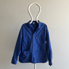 1980s Oversized Painted Stained Cotton European Chore Coat