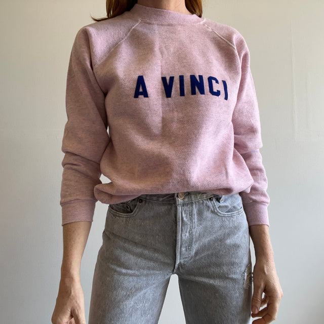 1990s DIY "A Vinci" Pink Heather Pink Sweatshirt