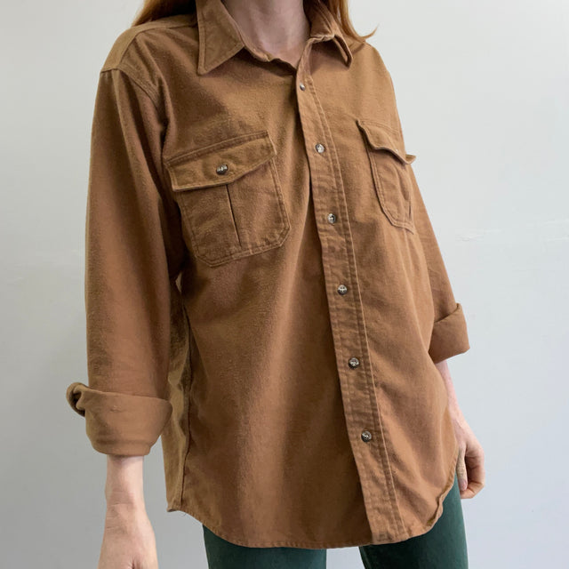 1990s USA Made Deerskin Dad Flannel in Camel