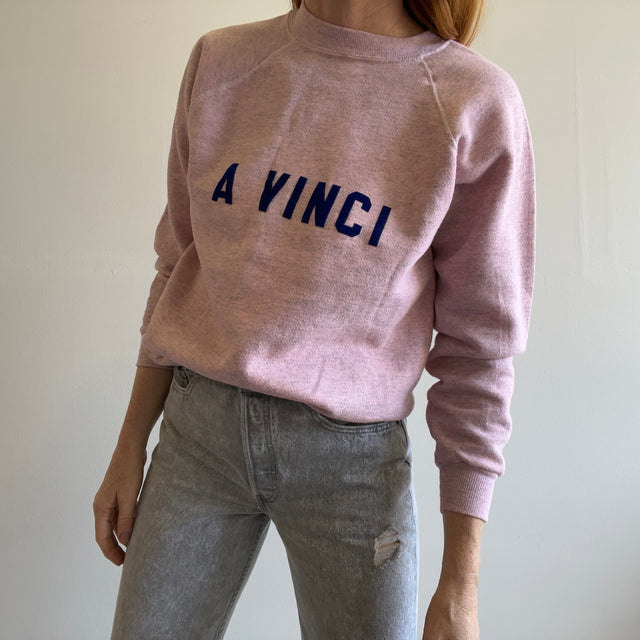 1990s DIY "A Vinci" Pink Heather Pink Sweatshirt