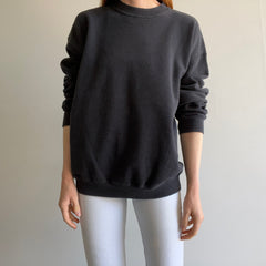 1980s Faded Blank Black Sweatshirt by Ultra Fleece